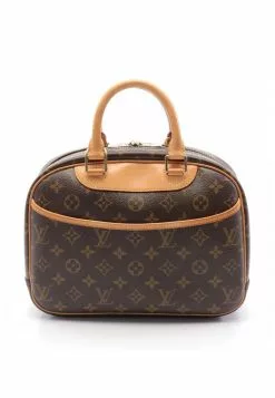 Pre-loved LOUIS VUITTON trouville Classic Monogram Handbag PVC Genuine Leather Brown