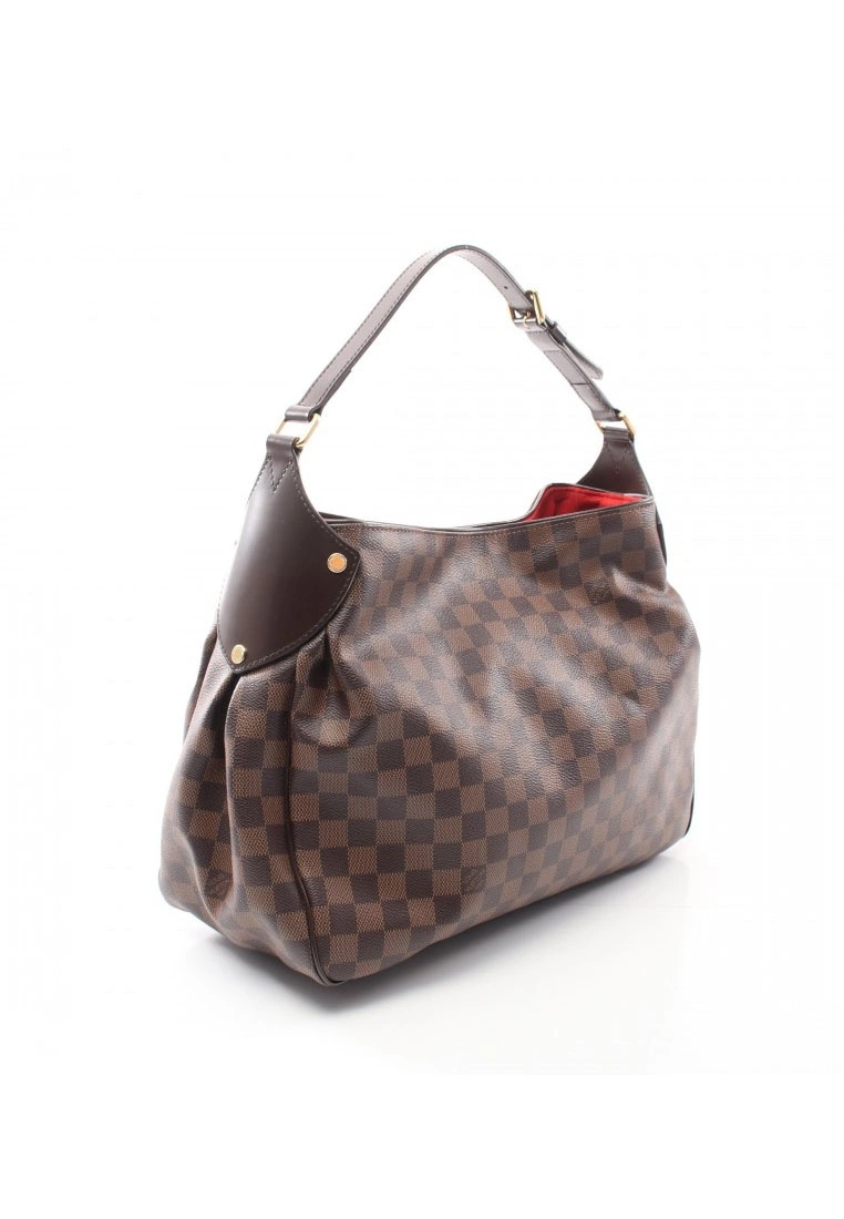 Pre-loved LOUIS VUITTON Regia Black Checkered Shoulder Bag PVC Genuine Leather Brown 4 Pre-loved LOUIS VUITTON Regia Black Checkered Shoulder Bag PVC Genuine Leather Brown - Image 2
