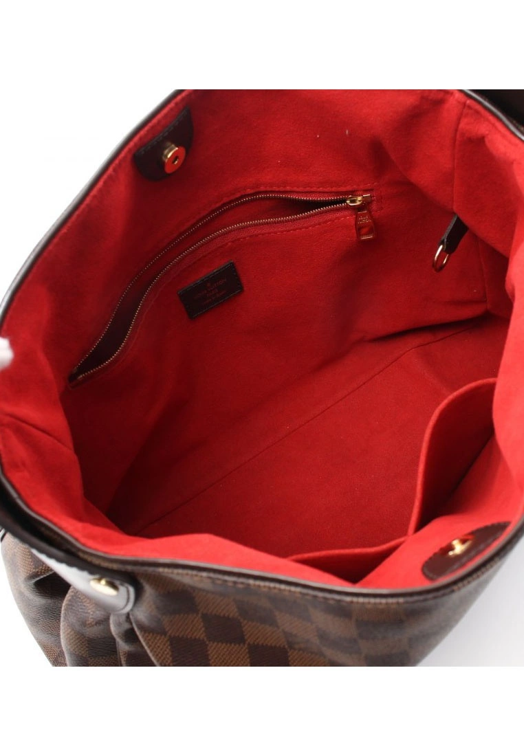 Pre-loved LOUIS VUITTON Regia Black Checkered Shoulder Bag PVC Genuine Leather Brown 5 Pre-loved LOUIS VUITTON Regia Black Checkered Shoulder Bag PVC Genuine Leather Brown - Image 3