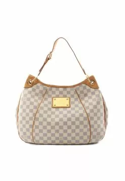 Pre-loved LOUIS VUITTON Galleria PM white Checkered Shoulder Bag PVC Genuine Leather white