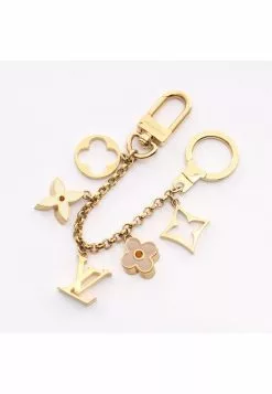 Pre-loved LOUIS VUITTON bag accessories Chain Fleur de Classic Monogram Key Ring bag accessories Gold Plated Gold Ivory pink