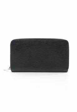 Pre-loved LOUIS VUITTON Zippy organizer Waved Pattern Rounded corner zipper long Genuine Leather Wallet Black