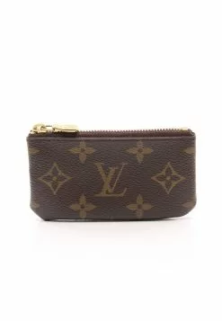 Pre-loved LOUIS VUITTON Pochette Cle Classic Monogram Coin Pouch PVC Brown With Key Ring