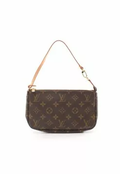 Pre-loved Pochette Accessoires Classic Monogram Handbag PVC Genuine Leather Brown LOUIS VUITTON