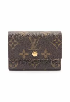 Pre-loved Porte-monnaie plat Classic Monogram Coin Pouch PVC Genuine Leather Brown LOUIS VUITTON