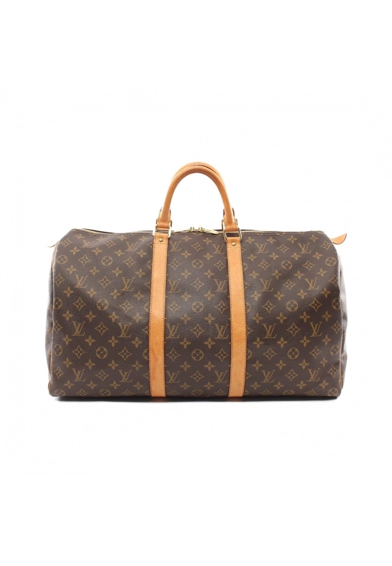 Pre-loved Keepall50 Classic Monogram Duffle Bag PVC Genuine Leather Brown LOUIS VUITTON 3 Pre-loved Keepall50 Classic Monogram Duffle Bag PVC Genuine Leather Brown LOUIS VUITTON