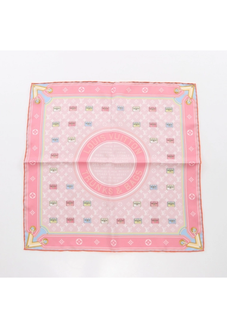 Pre-loved 45 square towel Silk Scarf Silk Pink multi LOUIS VUITTON 3 Pre-loved 45 square towel Silk Scarf Silk Pink multi LOUIS VUITTON