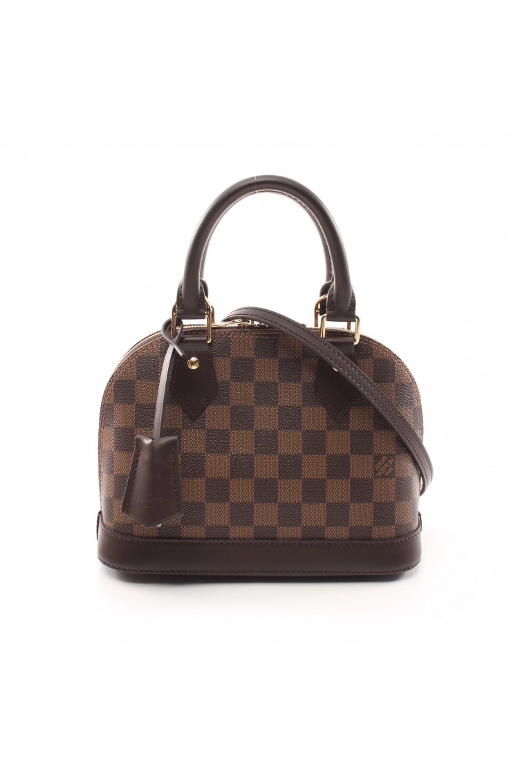 Pre-loved AlmaBB Black checkerboard grid Genuine Leather Handbag Brown 2 Way Style LOUIS VUITTON 3 Pre-loved AlmaBB Black checkerboard grid Genuine Leather Handbag Brown 2 Way Style LOUIS VUITTON
