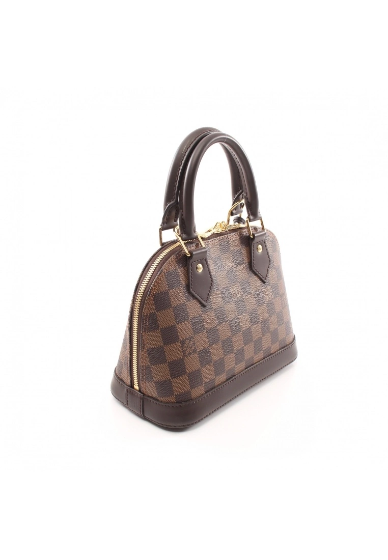 Pre-loved AlmaBB Black checkerboard grid Genuine Leather Handbag Brown 2 Way Style LOUIS VUITTON 4 Pre-loved AlmaBB Black checkerboard grid Genuine Leather Handbag Brown 2 Way Style LOUIS VUITTON - Image 2
