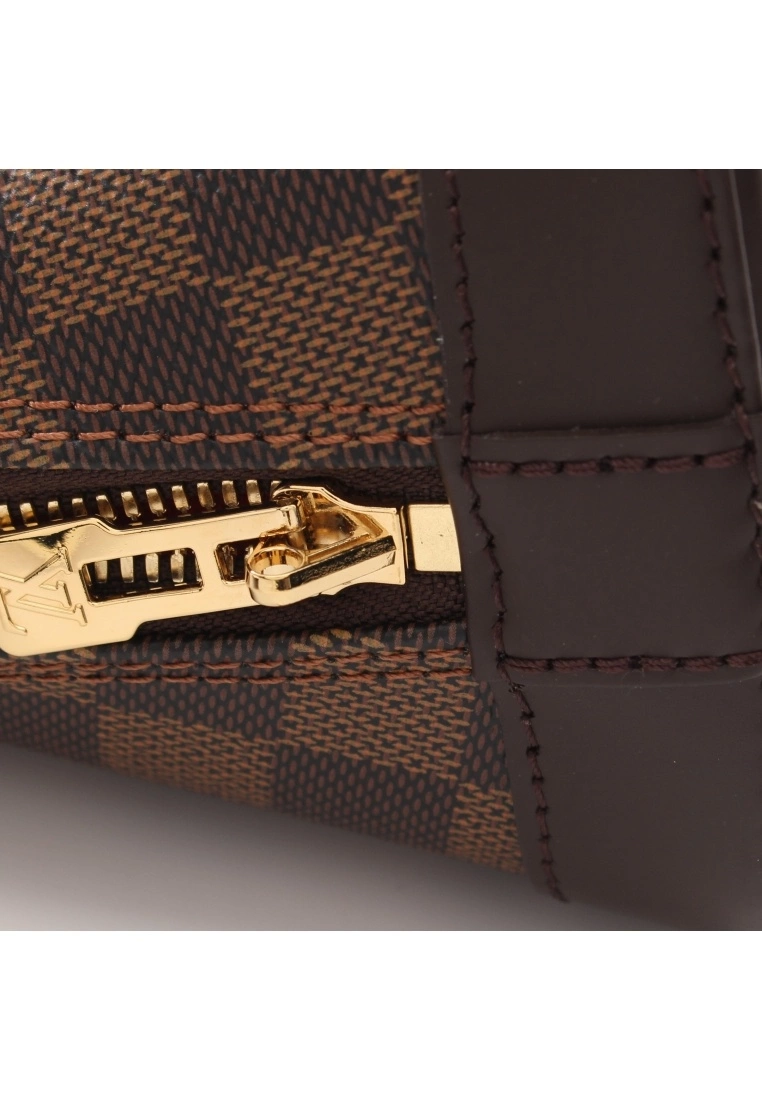 Pre-loved AlmaBB Black checkerboard grid Genuine Leather Handbag Brown 2 Way Style LOUIS VUITTON 7 Pre-loved AlmaBB Black checkerboard grid Genuine Leather Handbag Brown 2 Way Style LOUIS VUITTON - Image 5