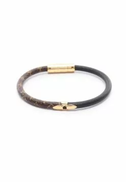 Pre-loved Daily Confidential Classic Monogram Bracelet PVC Genuine Leather Brown Black Gold LOUIS VUITTON