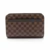 Pre-loved st louis Black checkerboard grid clutch PVC Genuine Leather Brown LOUIS VUITTON