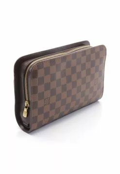 Pre-loved st louis Black checkerboard grid clutch PVC Genuine Leather Brown LOUIS VUITTON -Louis Vuitton Shop louis vuitton 7330 6162146 8