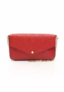 Pre-loved Pochette Felicie Classic Monogram Chain Genuine Leather Red LOUIS VUITTON