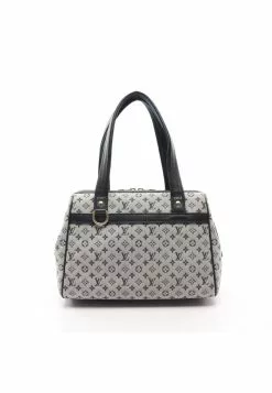 Pre-loved Josephine PM Classic Monogram Mini Blue Canvas Handbag Genuine Leather light grey Navy LOUIS VUITTON