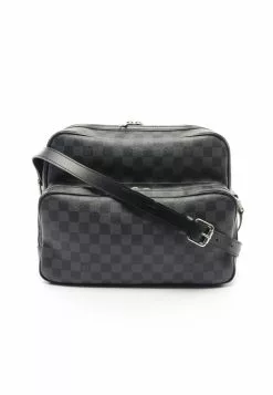 Pre-loved lo Ink and black checkerboard grid Shoulder Bag PVC Genuine Leather Black LOUIS VUITTON