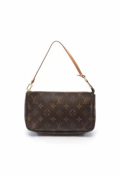 Pre-loved Pochette Accessoires Classic Monogram Handbag PVC Genuine Leather Brown LOUIS VUITTON