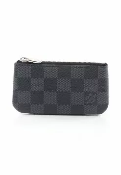 Pre-loved Pochette Cley Ink and black checkerboard grid Coin Pouch PVC Genuine Leather Black With Key Ring LOUIS VUITTON