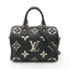 Pre-loved Speedy Bandouliere25 2 Colored Classic Monogram empreinte embossed Handbag PVC Genuine Leather Black Beige 2 Way Style LOUIS VUITTON