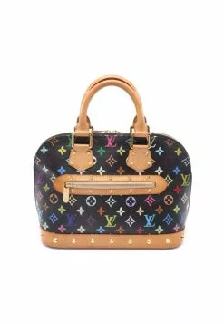 Pre-loved Alma Classic Monogram multi Black Handbag PVC Genuine Leather Black LOUIS VUITTON