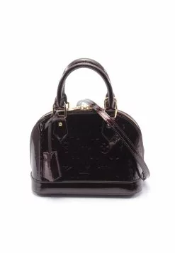 Pre-loved AlmaBB Classic Monogram Patent leather dark purple red Genuine Leather Handbag dark purple 2 Way Style LOUIS VUITTON