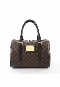 Pre-loved Berkeley Black checkerboard grid Handbag PVC Genuine Leather Brown LOUIS VUITTON