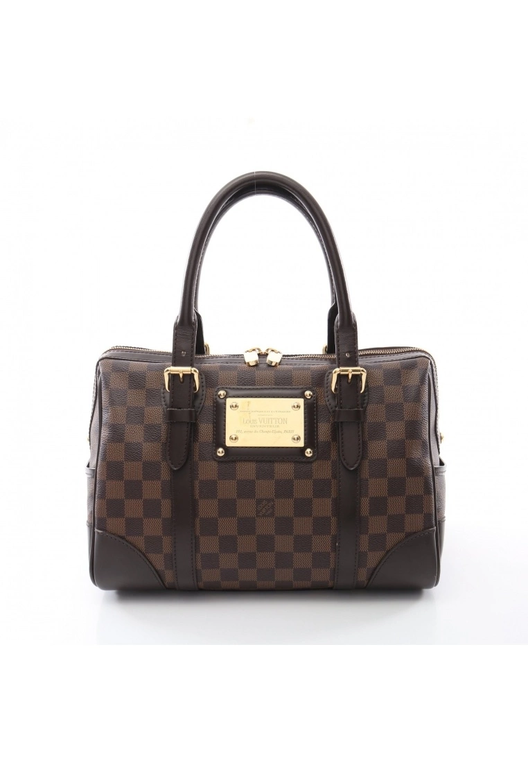 Pre-loved Berkeley Black checkerboard grid Handbag PVC Genuine Leather Brown LOUIS VUITTON 3 Pre-loved Berkeley Black checkerboard grid Handbag PVC Genuine Leather Brown LOUIS VUITTON