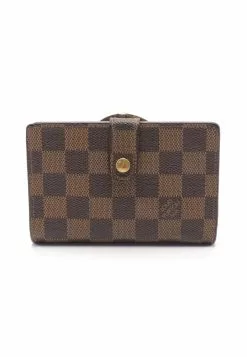 Pre-loved Portefeuille Viennois Black checkerboard grid Bi-fold Wallet PVC Brown LOUIS VUITTON
