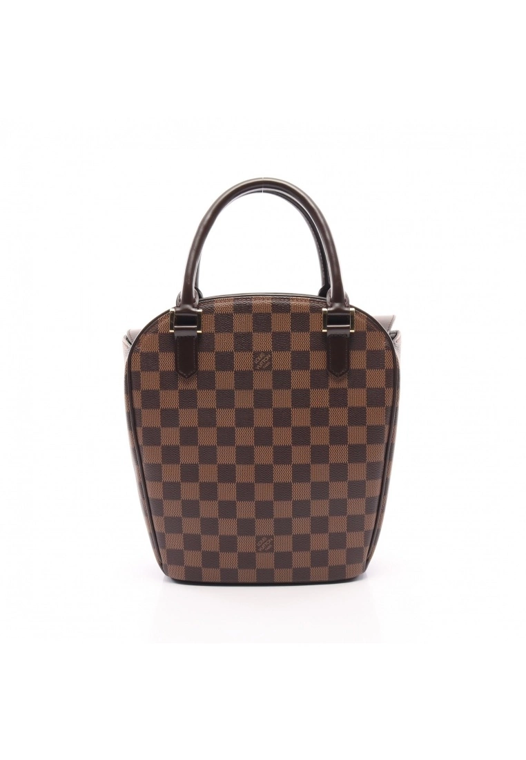 Pre-loved LOUIS VUITTON Sarria Saw Black checkerboard grid Handbag PVC Genuine Leather Brown 3 Pre-loved LOUIS VUITTON Sarria Saw Black checkerboard grid Handbag PVC Genuine Leather Brown