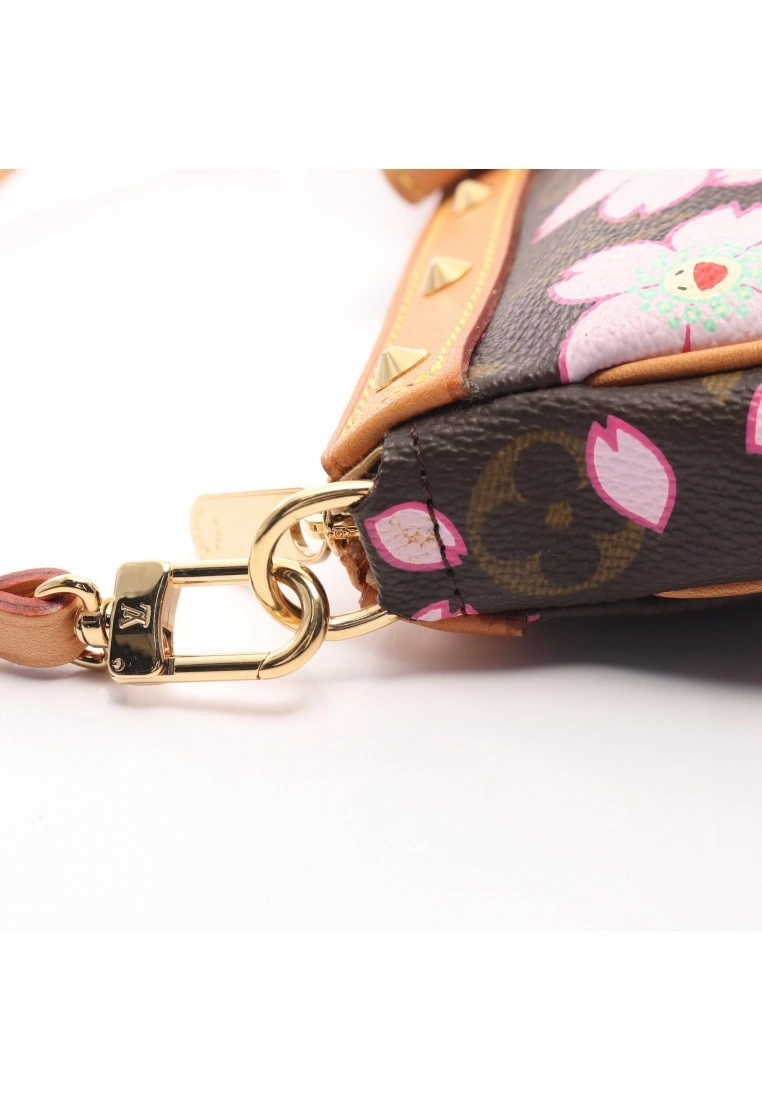 Pre-loved LOUIS VUITTON Pochette Accessoires Classic Monogram cherry blossoms Handbag PVC Genuine Leather Brown Pink 7 Pre-loved LOUIS VUITTON Pochette Accessoires Classic Monogram cherry blossoms Handbag PVC Genuine Leather Brown Pink - Image 5