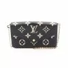 Pre-loved LOUIS VUITTON Pochette Felicie 2 Colored Classic Monogram empreinte embossed Chain Genuine Leather Black Beige