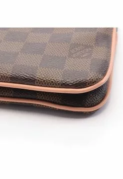 Pre-loved LOUIS VUITTON Pochette Double Zipper black checkerboard Chain Shoulder Bag PVC Genuine Leather Brown coral pink -Louis Vuitton Shop louis vuitton 7434 1653146 2