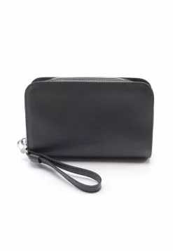 Pre-loved LOUIS VUITTON Baikal Fine grain dark grey clutch Genuine Leather clutch Black