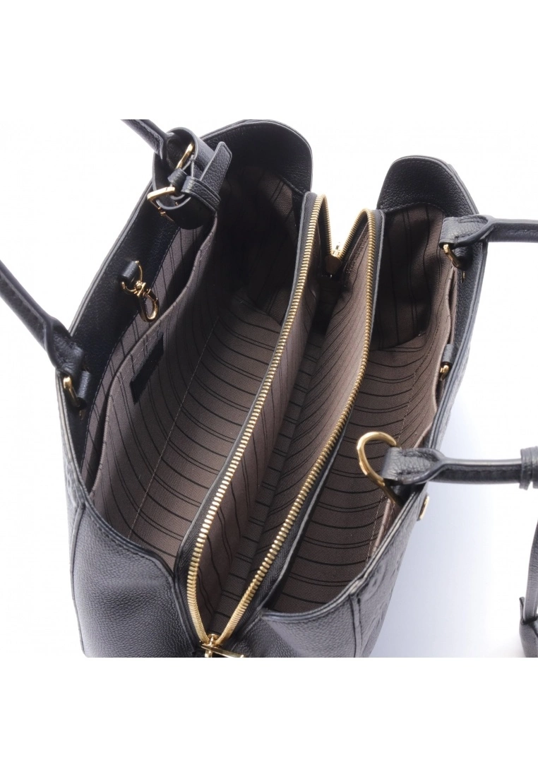 Pre-loved LOUIS VUITTON MONTAIGNE MM Classic Monogram empreinte embossed Black Genuine Leather Handbag Black 2 Way Style 4 Pre-loved LOUIS VUITTON MONTAIGNE MM Classic Monogram empreinte embossed Black Genuine Leather Handbag Black 2 Way Style - Image 2