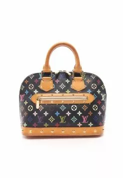 Pre-loved LOUIS VUITTON Alma Classic Monogram multi Black Handbag PVC Genuine Leather Black