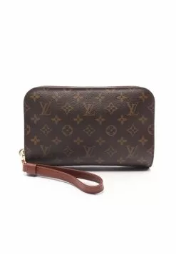 Pre-loved LOUIS VUITTON Orsay Classic Monogram clutch PVC Genuine Leather Brown