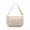 Pre-loved LOUIS VUITTON Pochette Accessoires white checkered Handbag PVC Genuine Leather white