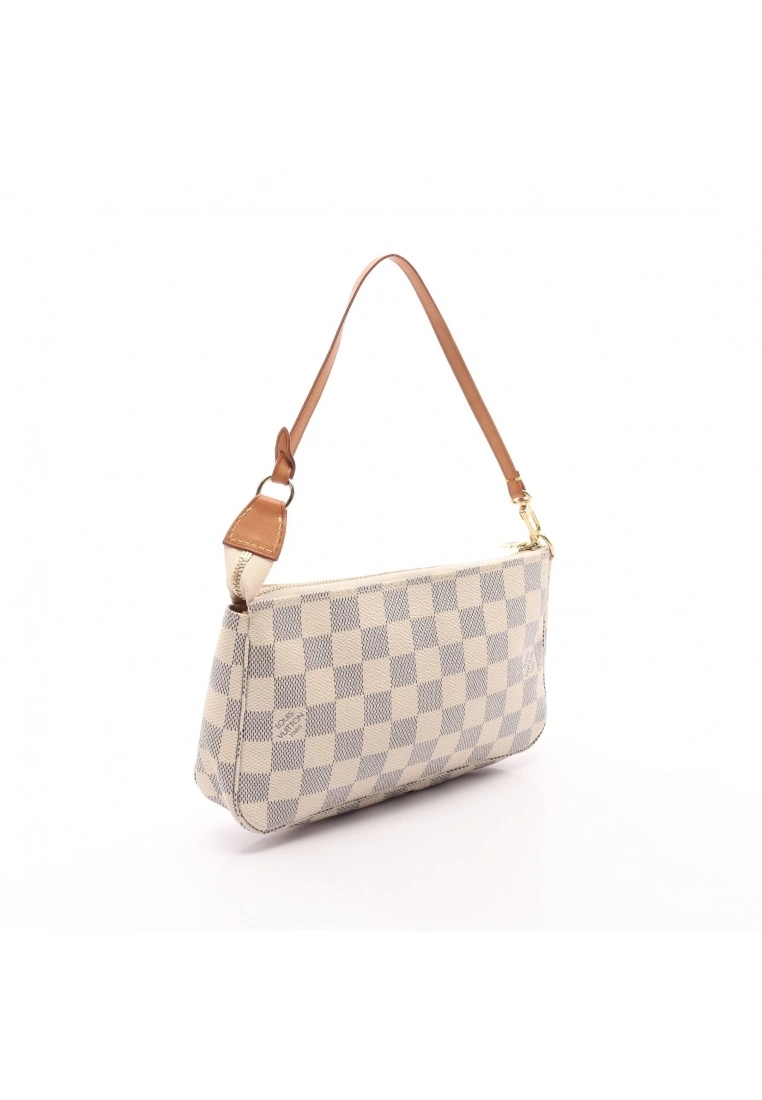 Pre-loved LOUIS VUITTON Pochette Accessoires white checkered Handbag PVC Genuine Leather white 10 Pre-loved LOUIS VUITTON Pochette Accessoires white checkered Handbag PVC Genuine Leather white - Image 8