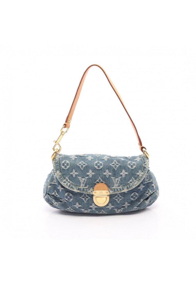 Pre-loved LOUIS VUITTON Mini Pleaty Classic Monogram Denim Shoulder Bag Genuine Leather Blue 3 Pre-loved LOUIS VUITTON Mini Pleaty Classic Monogram Denim Shoulder Bag Genuine Leather Blue