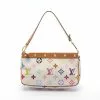 Pre-loved LOUIS VUITTON Pochette Accessoires Classic Monogram multi white Handbag PVC Genuine Leather white