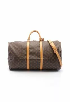 Pre-loved LOUIS VUITTON Keepall Bandouliere60 Classic Monogram Duffle Bag PVC Genuine Leather Brown 2 Way Style