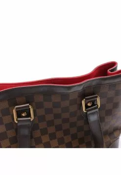 Pre-loved LOUIS VUITTON Hampstead PM Black checkerboard grid Handbag Tote Bag PVC Genuine Leather Brown -Louis Vuitton Shop louis vuitton 7470 6953146 4