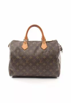 Pre-loved LOUIS VUITTON Speedy30 Classic Monogram Handbag PVC Genuine Leather Brown