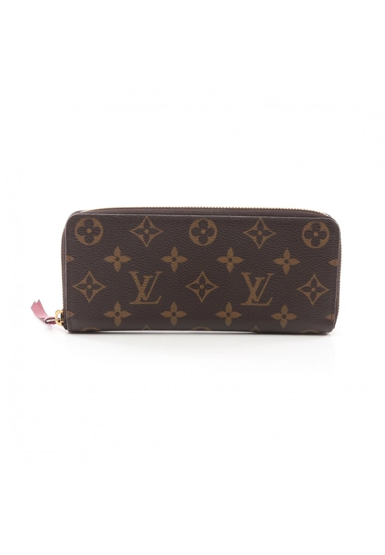 Pre-loved LOUIS VUITTON Portefeuille Clemence Classic Monogram peach red Rounded corner zipper long Wallet PVC Genuine Leather Brown pink purple 3 Pre-loved LOUIS VUITTON Portefeuille Clemence Classic Monogram peach red Rounded corner zipper long Wallet PVC Genuine Leather Brown pink purple