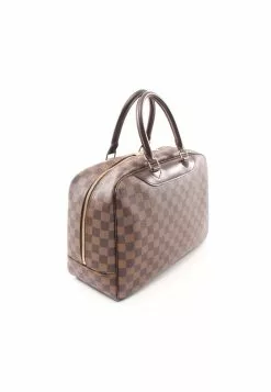 Pre-loved LOUIS VUITTON Deauville Bowling Vanity Black checkerboard grid Handbag PVC Genuine Leather Brown -Louis Vuitton Shop louis vuitton 7487 9163146 4