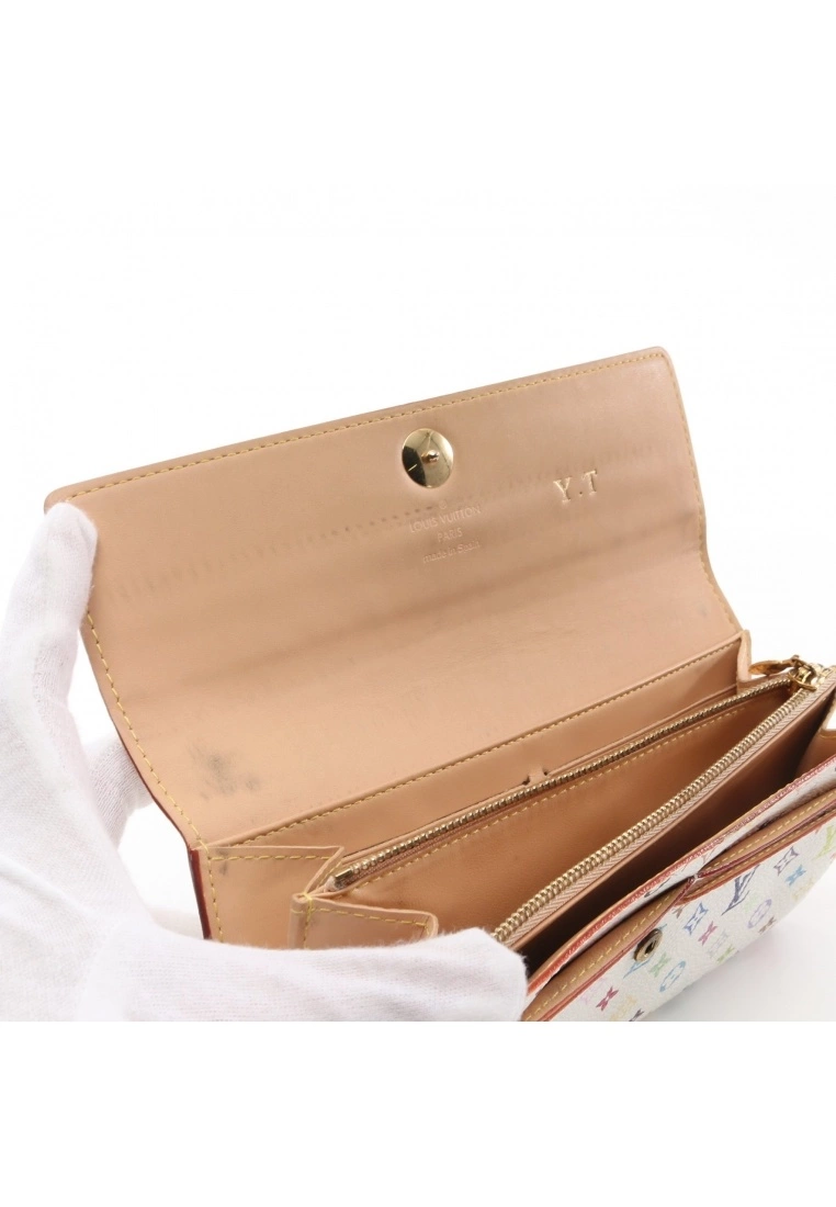 Pre-loved LOUIS VUITTON Portefeuille Sarah Classic Monogram multi white Bi-fold Continental Wallet PVC white 6 Pre-loved LOUIS VUITTON Portefeuille Sarah Classic Monogram multi white Bi-fold Continental Wallet PVC white - Image 4