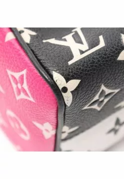 Pre-loved LOUIS VUITTON Speedy Bandouliere20 Classic Monogram empreinte embossed Genuine Leather Handbag Black white Pink 2 Way Style -Louis Vuitton Shop louis vuitton 7498 5463146 3