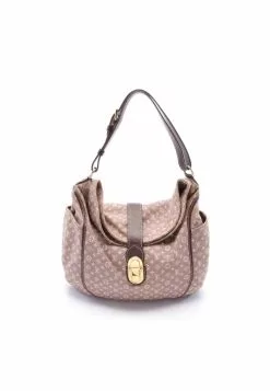 Pre-loved LOUIS VUITTON Romance Ideylle Classic Monogram Brownish Canvas Shoulder Bag Genuine Leather Pink dark purple red
