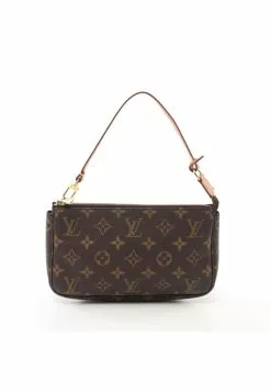 Pre-loved Pochette Accessoires Classic Monogram Handbag PVC Genuine Leather Brown LOUIS VUITTON