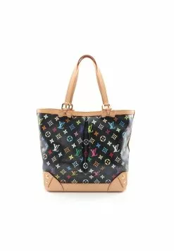 Pre-loved Charline MM Classic Monogram multi Black Handbag Tote Bag PVC Genuine Leather Black LOUIS VUITTON